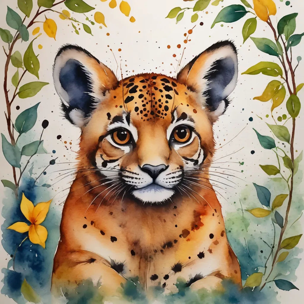 a painting of a tiger with a flower in the background and a butterfly in the foreground, with a watercolor background, lyco art, a watercolor painting, artist, watercolor