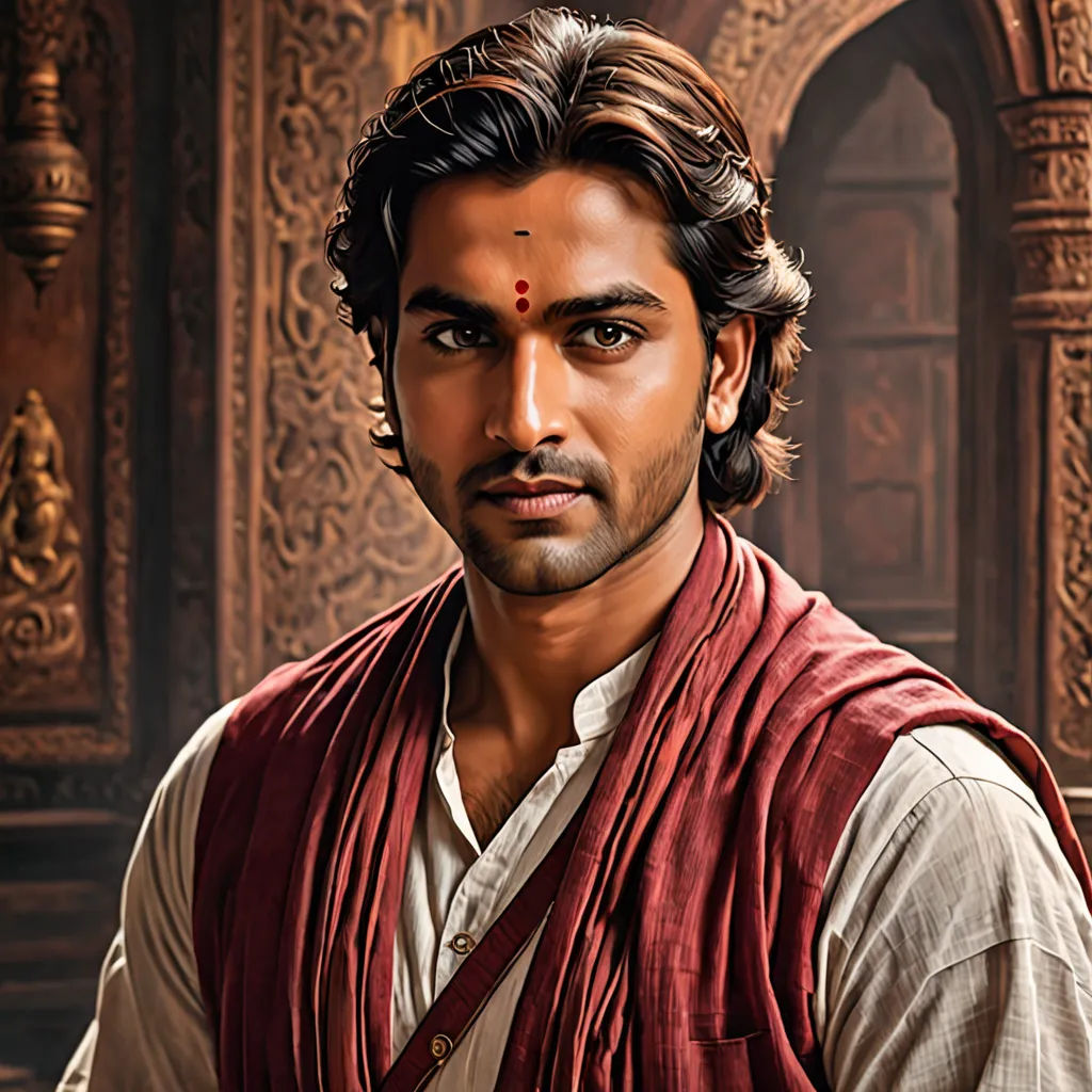 a man with a red vest and a white shirt and a red tie and a red and white shirt, samikshavad, a detailed matte painting, Bholekar Srihari, promotional image