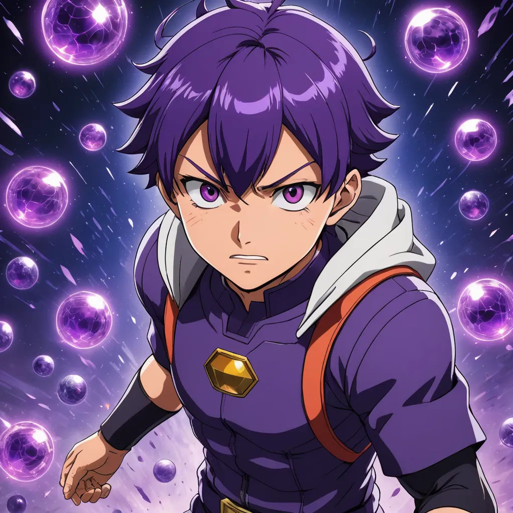 a man in a purple outfit with purple bubbles around him and a purple background with purple bubbles around him, rayonism, poster art, Adam Manyoki, anime key visual