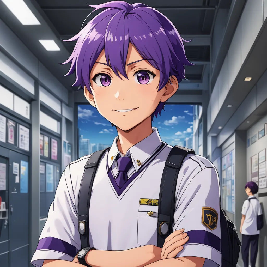 a man in uniform standing in a hallway with his arms crossed and his arms crossed behind his back, with a woman in the background, sots art, a character portrait, Aguri Uchida, official art
