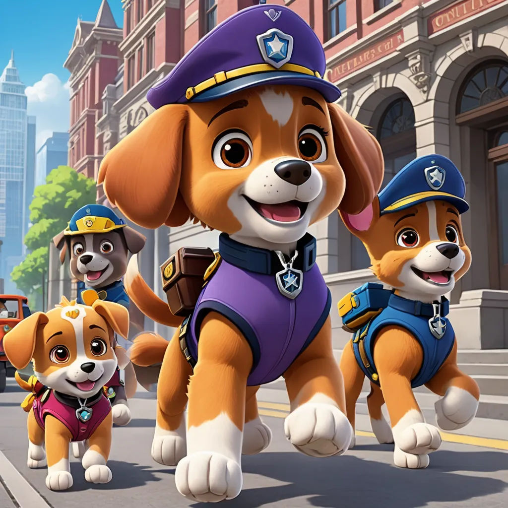 a group of dogs that are walking down a street together in the city with a fire truck in the background, furry art, a poster, Charles Fremont Conner, promotional image