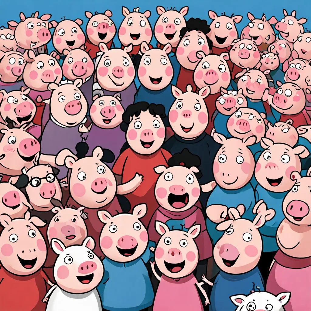 a group of pigs standing next to each other in a field of pigs with a man standing in the middle, figurativism, a detailed drawing, Edi Rama, promotional image