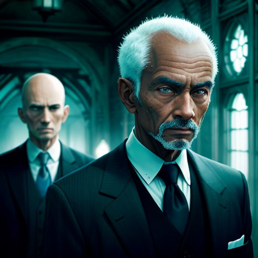a man in a suit and tie standing next to another man in a suit and tie in a building