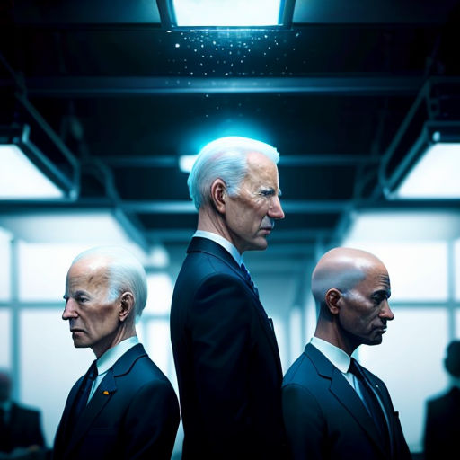 a group of men in suits standing in a room with a skylight above them and a ceiling light above them