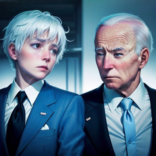 a man and a woman in suits and ties looking at each other in a mirror with a reflection of them