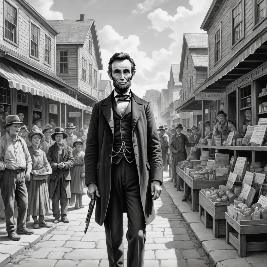 a man in a suit and tie walking down a street with a gun in his hand and people standing around, american scene painting, an ultrafine detailed painting, F. Scott Hess, highly detailed digital painting