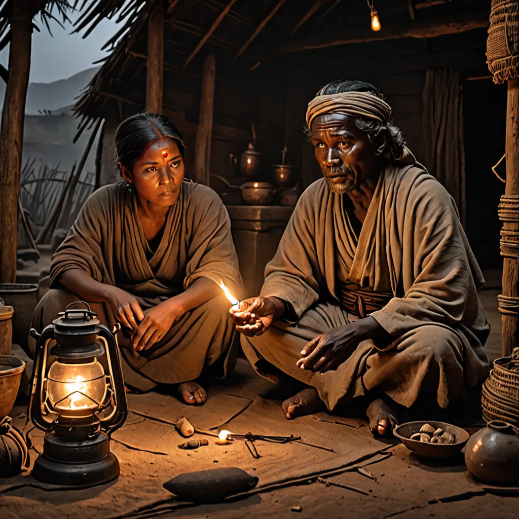 two people sitting on the ground with a lantern and a lantern in front of them, one of them holding a lit candle, art photography, egyptian art, Colin Gill, rembrandt lighting