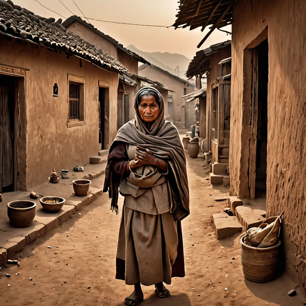 a woman in a village carrying a baby in her arms and a basket in her hand, standing in front of a building, art photography, a character portrait, Dorothea Braby, award - winning photography