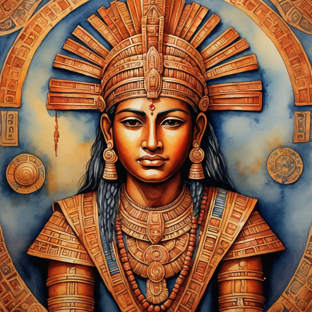 a painting of a woman with a headdress on her head and a circle around her neck and shoulders, samikshavad, an airbrush painting, Bholekar Srihari, highly detailed digital painting