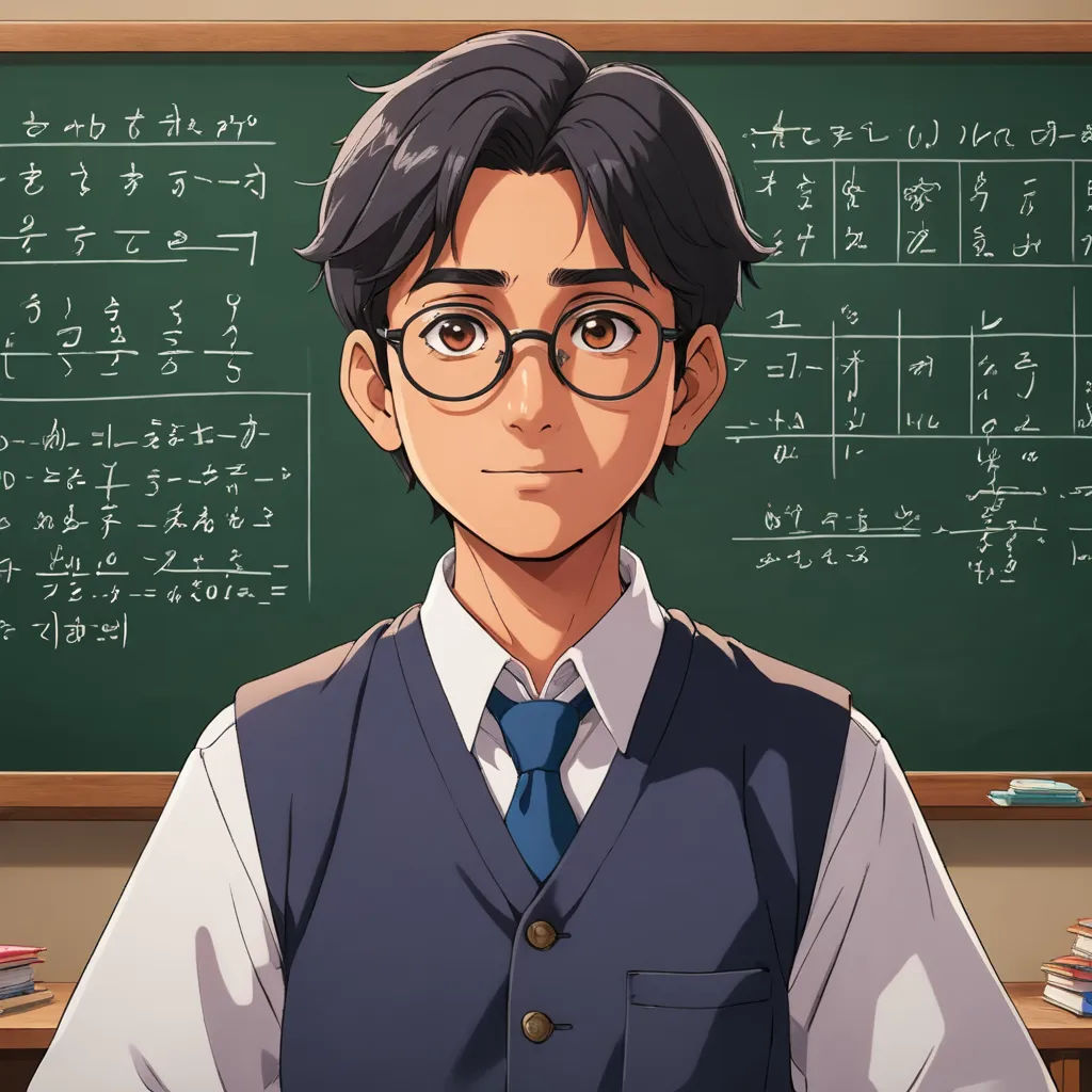 a man in a vest and tie standing in front of a chalkboard with chinese writing on it and a chalkboard with a chalkboard with chinese characters, rayonism, a character portrait, Aguri Uchida, official art
