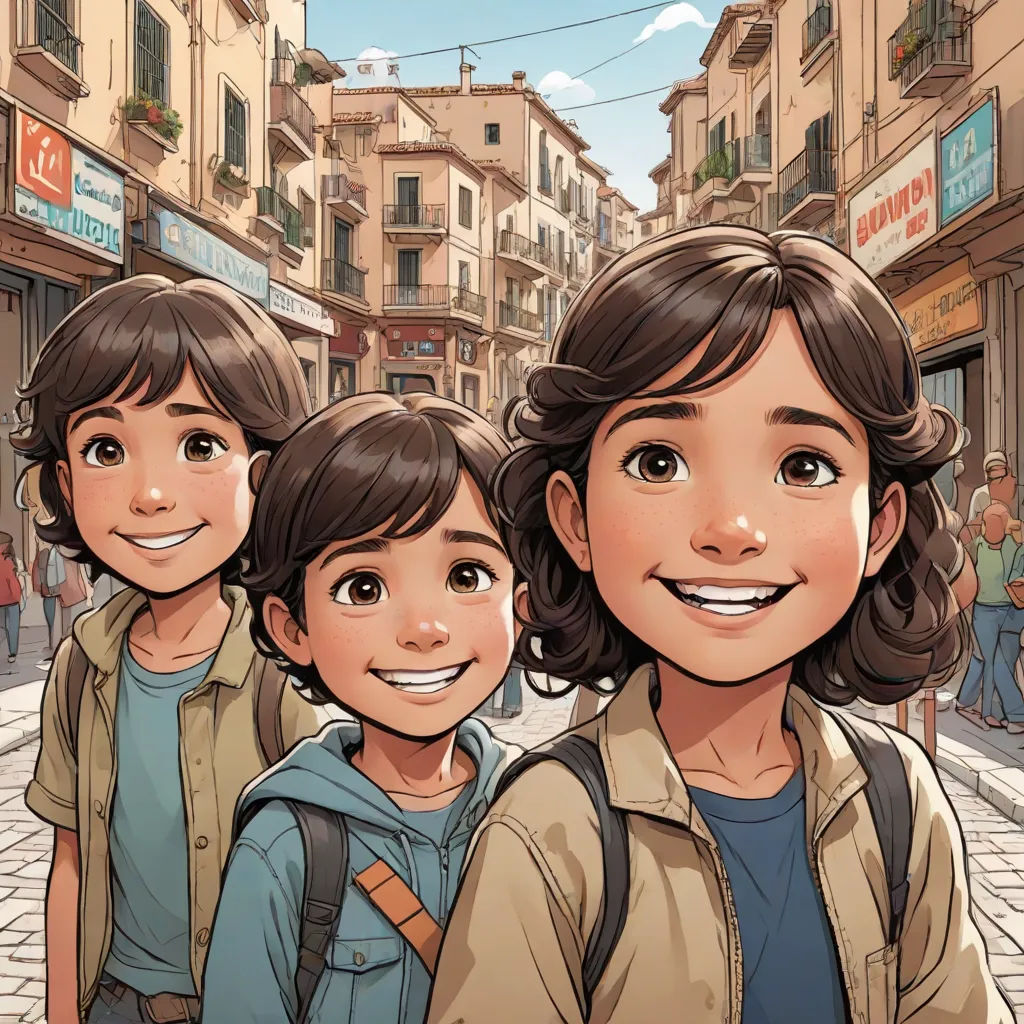 a group of people standing next to each other on a street with buildings in the background and a woman smiling, a comic book panel, Diego Gisbert Llorens, les automatistes, comic cover art