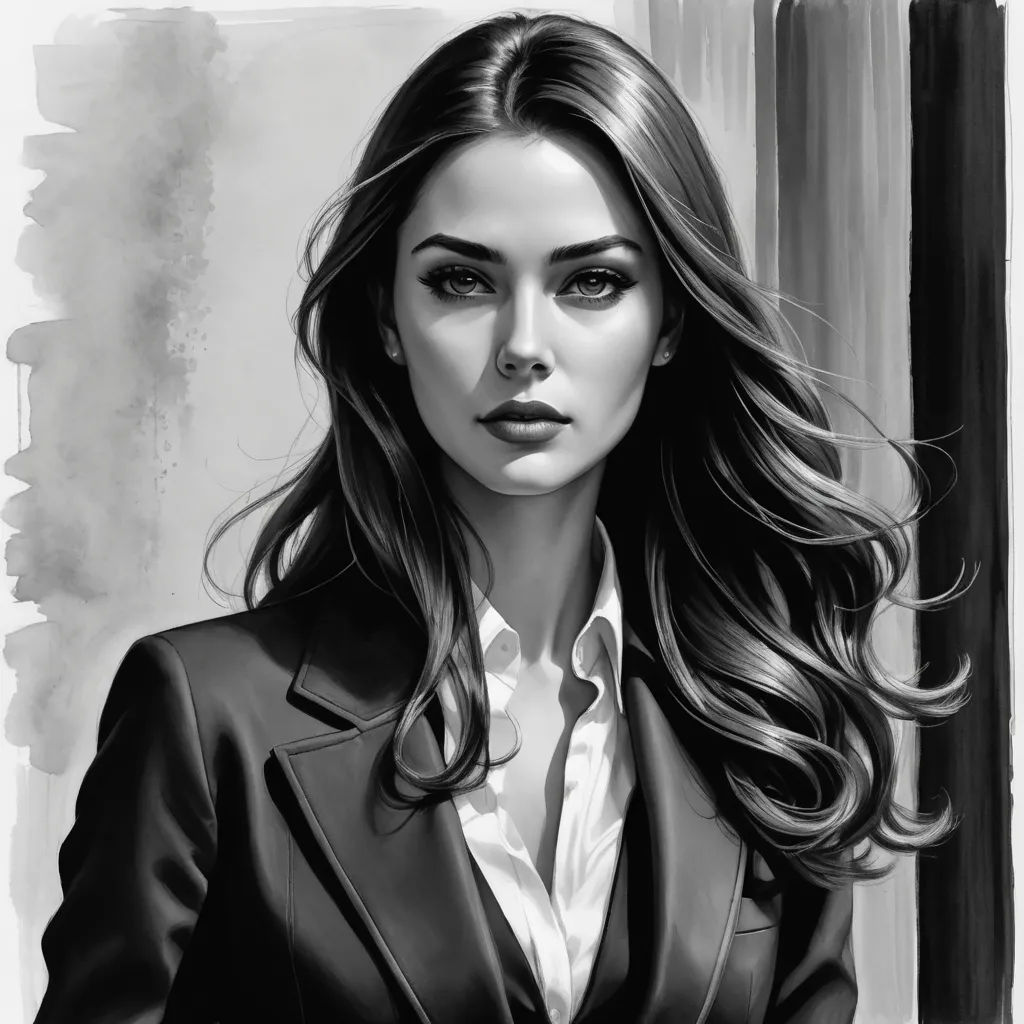 a woman in a suit and tie is posing for a picture in black and white, with a black and white background, figurative art, an ultrafine detailed painting, Artgerm, stanley artgerm lau