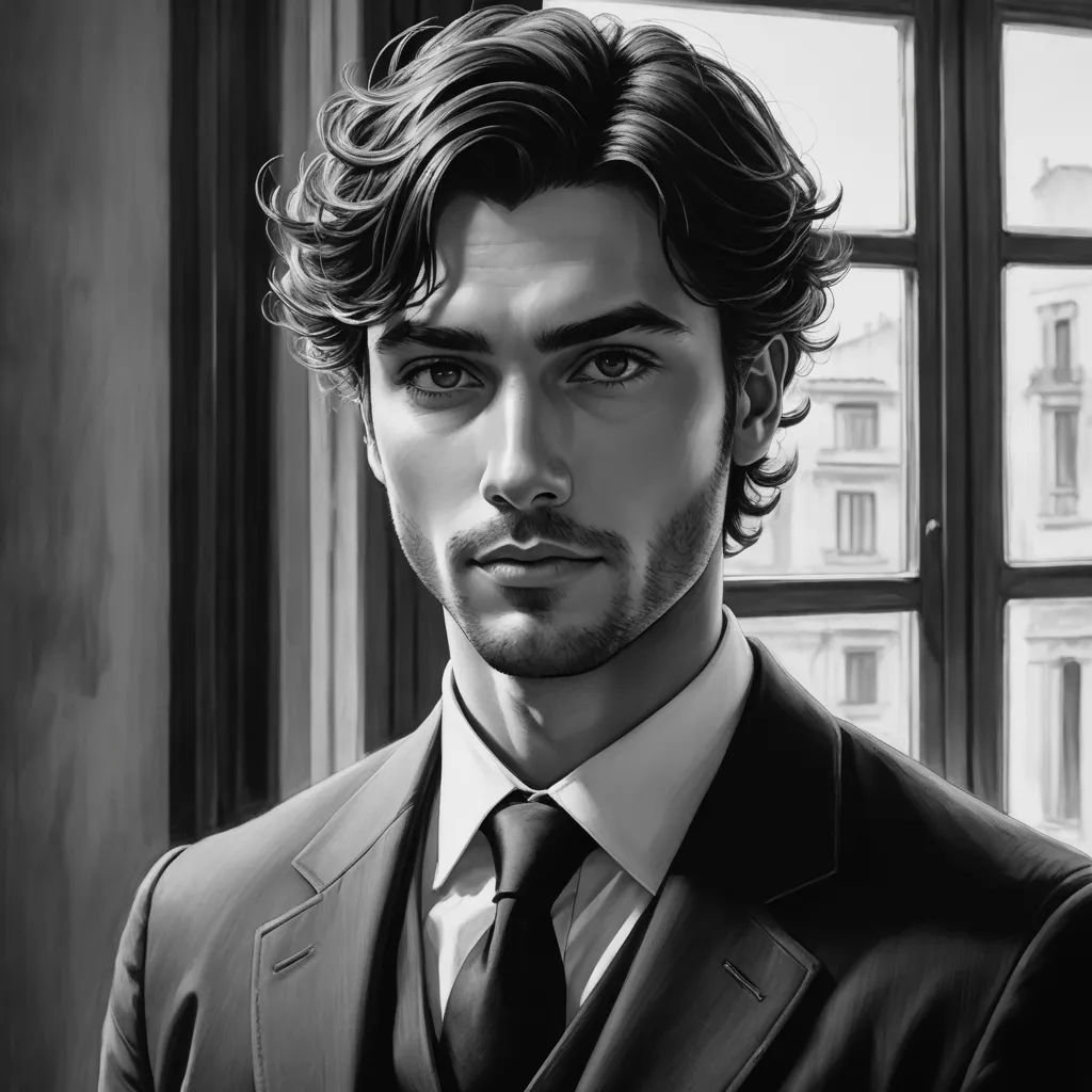 a man in a suit and tie is looking at the camera with a serious look on his face and shoulder, modern european ink painting, an ultrafine detailed painting, Charlie Bowater, photorealistic portrait