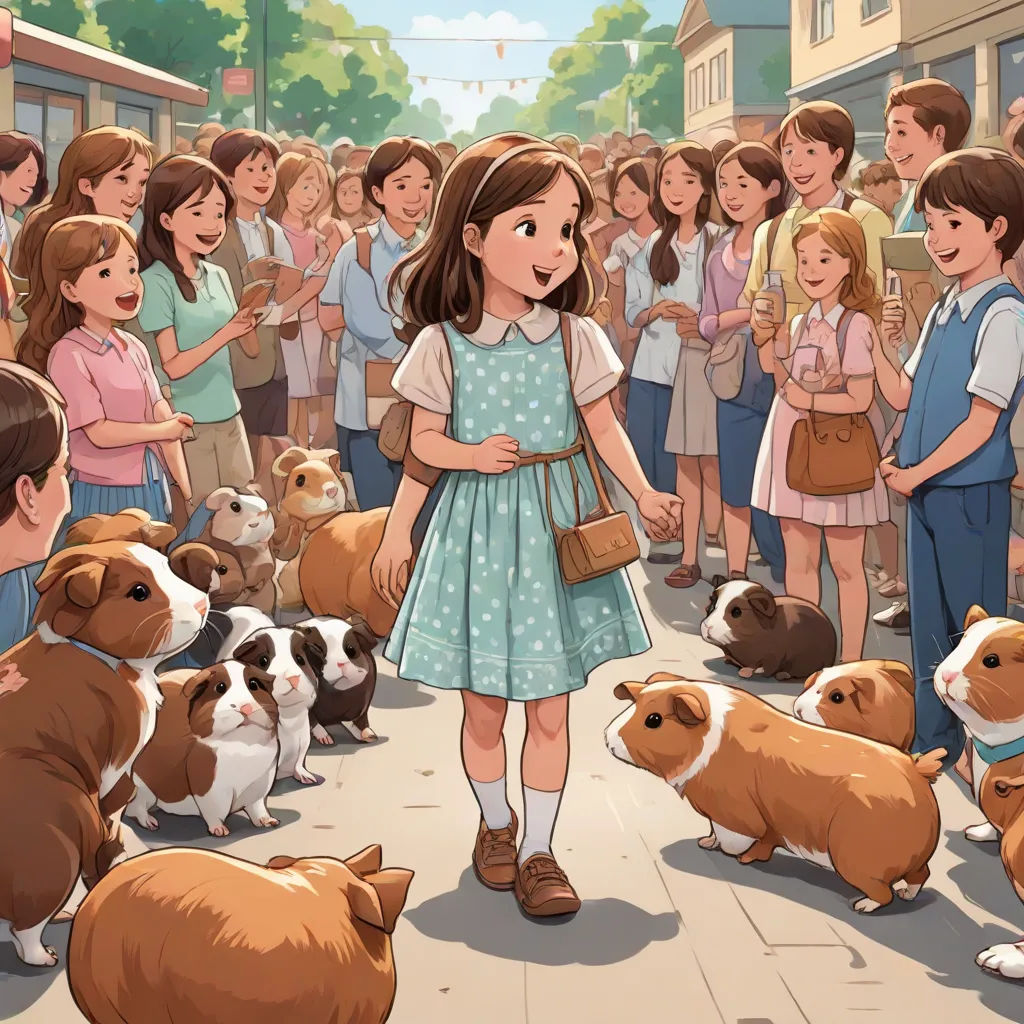 a girl in a blue dress is surrounded by dogs and people in a crowd of people standing on the sidewalk, a storybook illustration, F Scott Hess, magical realism, official art