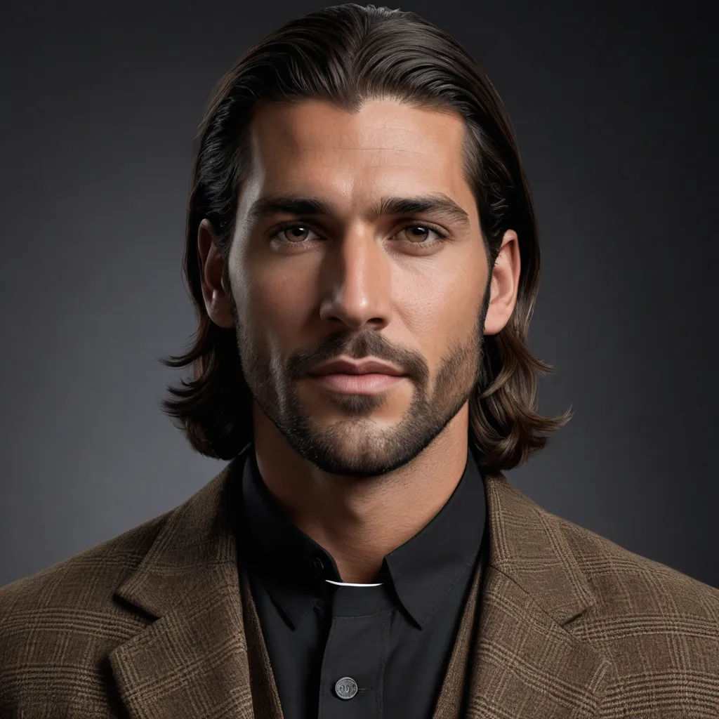 a man with a beard and a suit jacket on posing for a picture in a studio photo shoot with a dark background, naturalism, a character portrait, Christian Hilfgott Brand, promotional image