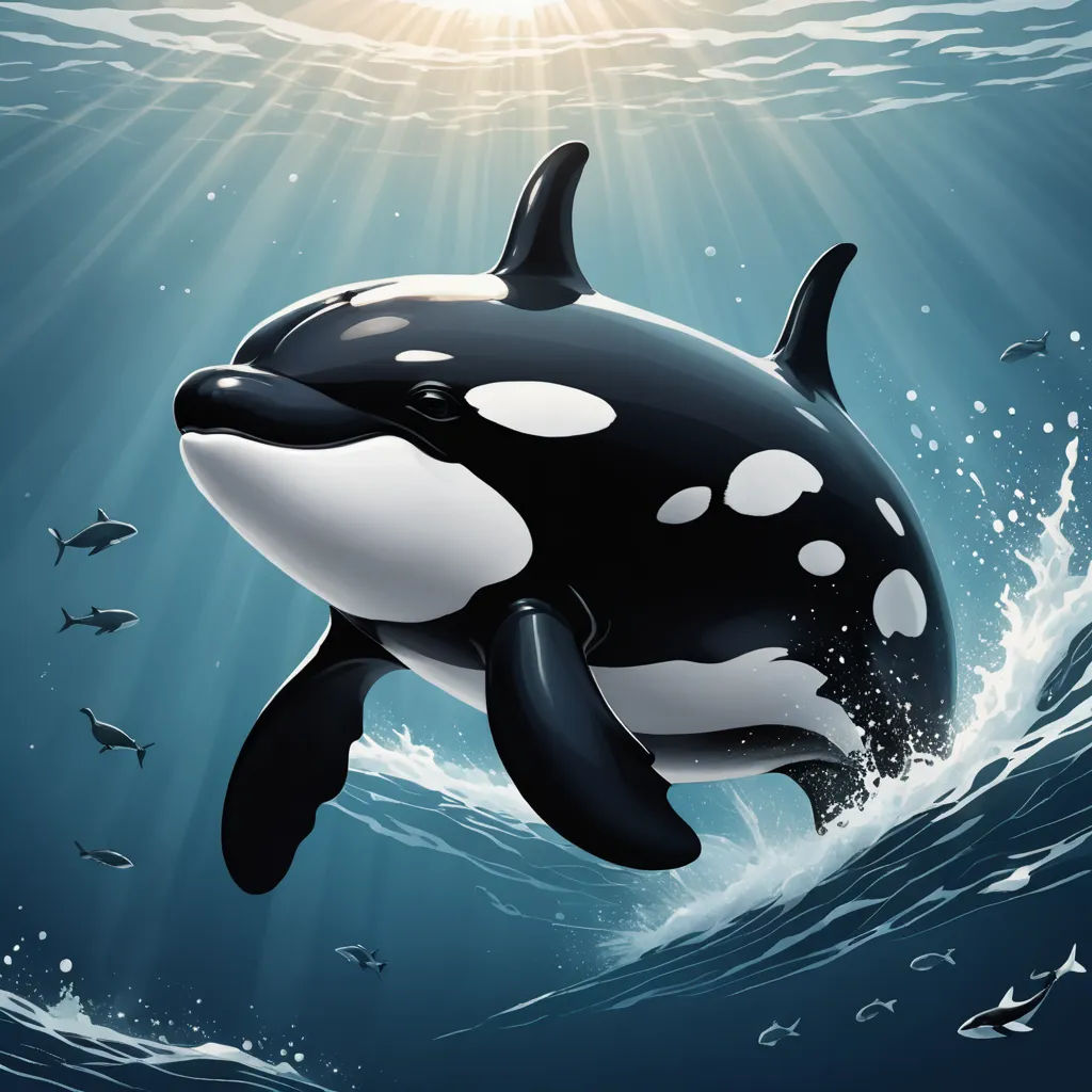 a cartoon whale swimming in the ocean with a sunbeam in the background and fish swimming around it's sides, pop surrealism, a digital painting, Brom, highly detailed digital painting