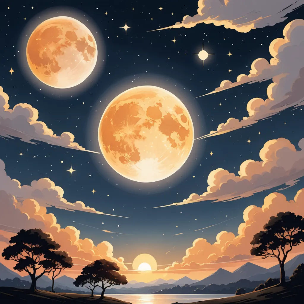 a painting of a full moon and a lake with trees in the foreground and a mountain in the background, space art, poster art, Chris LaBrooy, moon