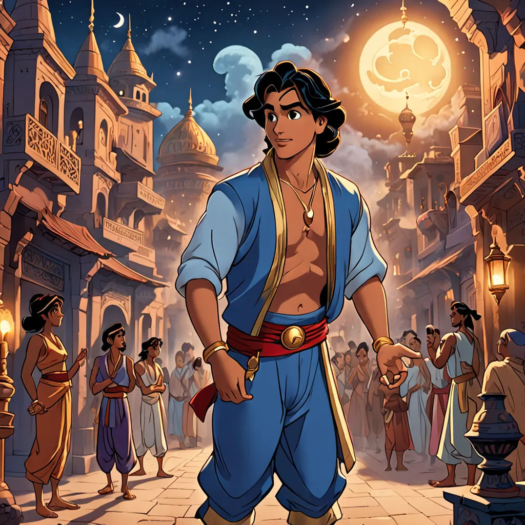 a cartoon of a man in a blue outfit standing in front of a crowd of people in a city, samikshavad, a character portrait, Altoon Sultan, orientalism