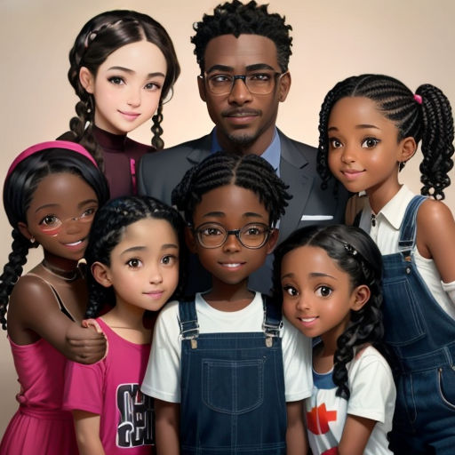 a man standing with a group of children in front of him and a woman in the background with a red cross on her chest