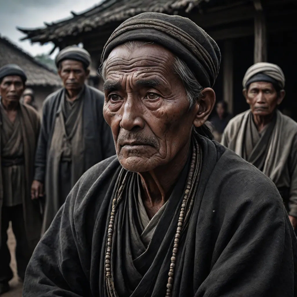 a group of men standing next to each other in front of a building with a roof on top of it, sumatraism, a character portrait, Fang Congyi, award - winning photography