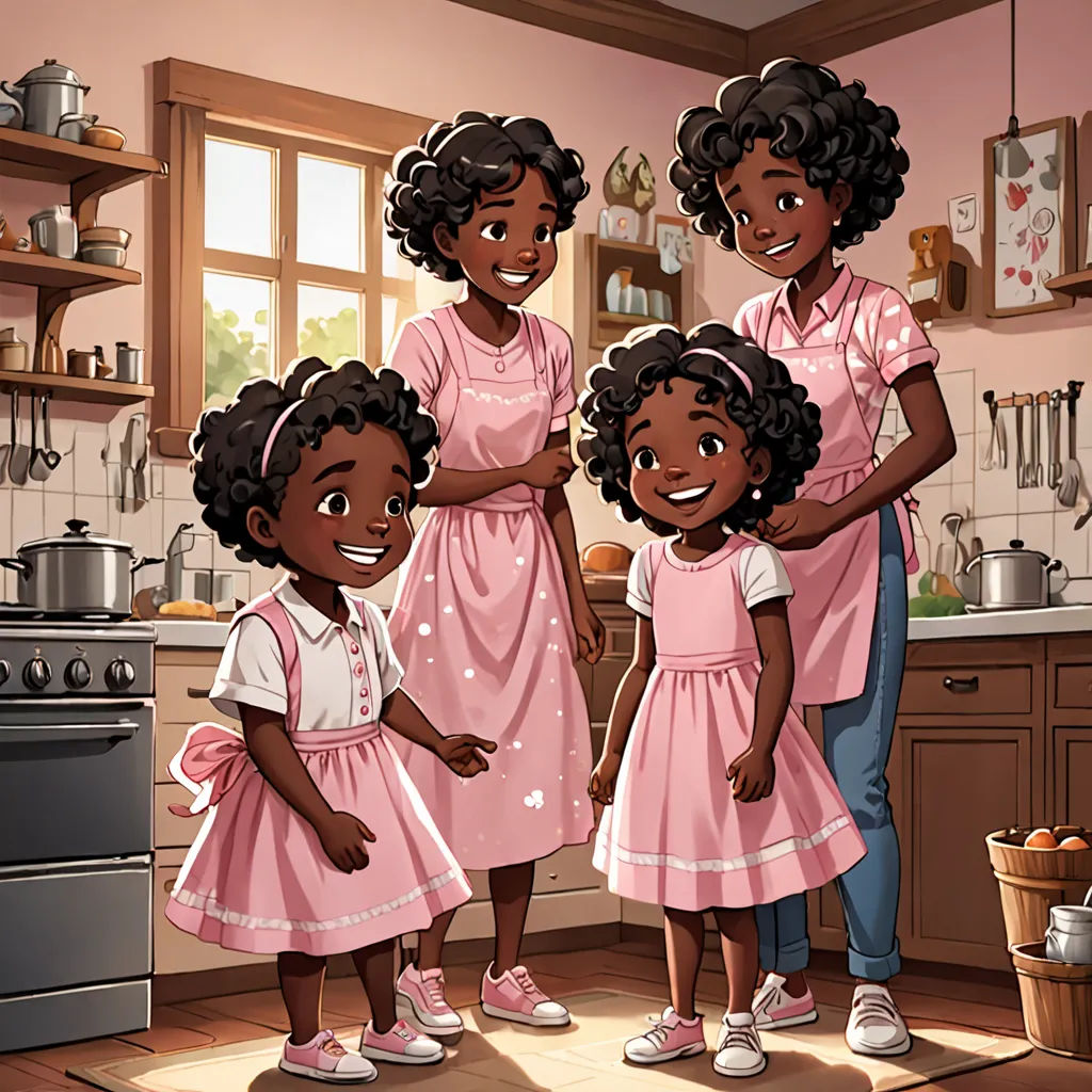 a group of three women in a kitchen together, one of them is wearing a pink dress and the other is wearing a white shirt, american scene painting, concept art, Chinwe Chukwuogo-Roy, official art