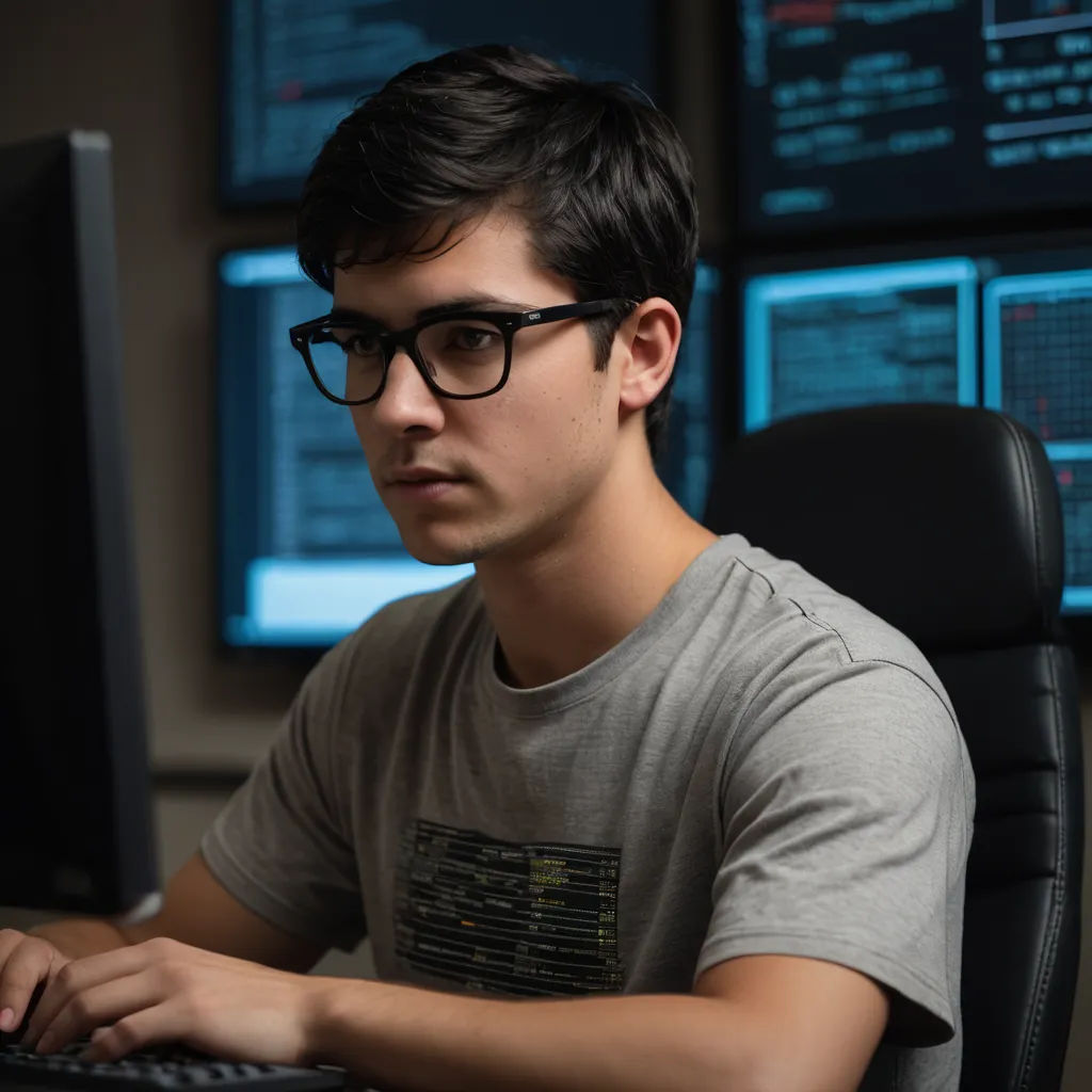 a man wearing glasses is typing on a computer keyboard and monitor screen in front of him is a wall of computer screens, les automatistes, a stock photo, Cedric Seaut (Keos Masons), tech wear