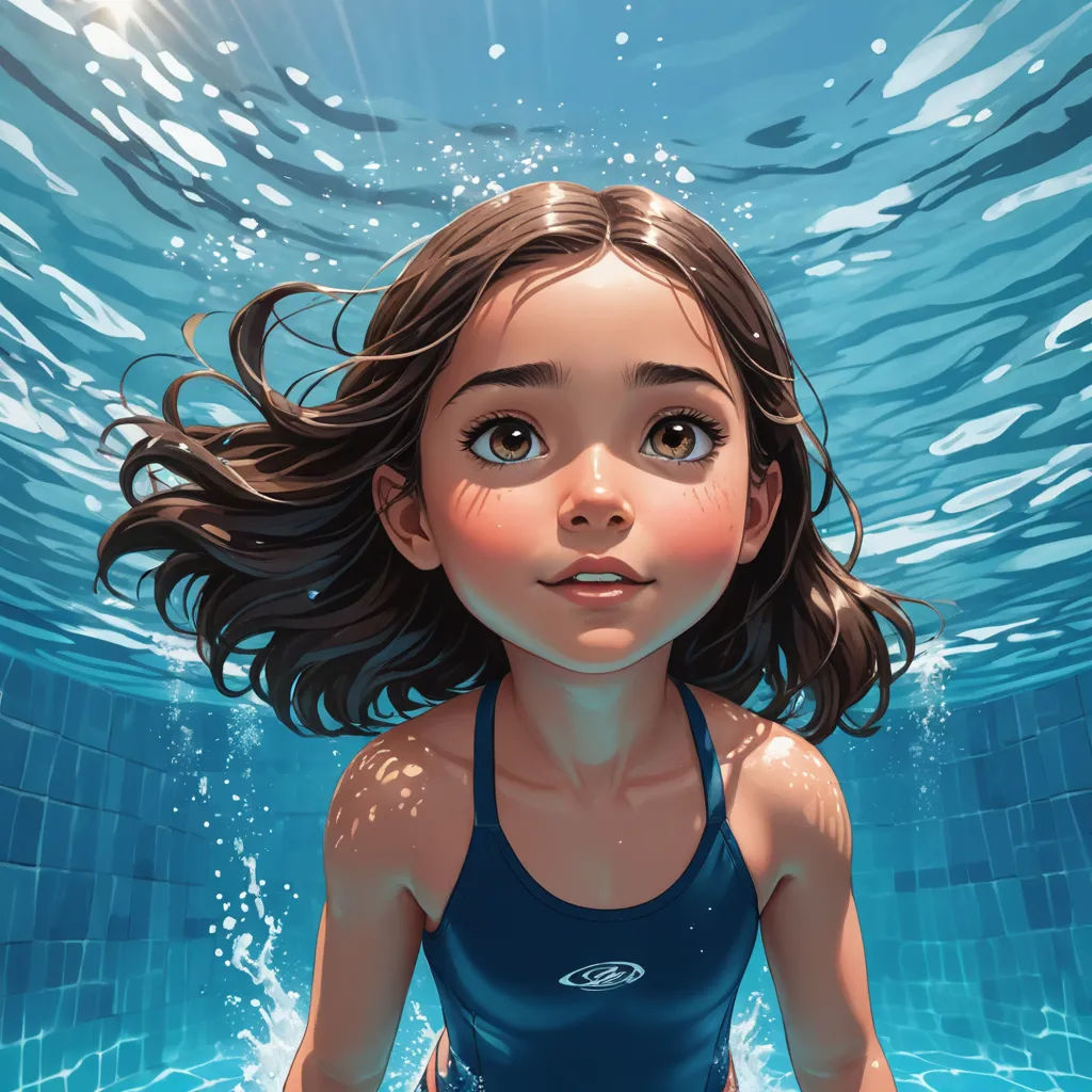 a girl in a blue swimsuit under water with a blue background and bubbles of water around her head, photorealism, a photorealistic painting, Artgerm, stanley artgerm lau