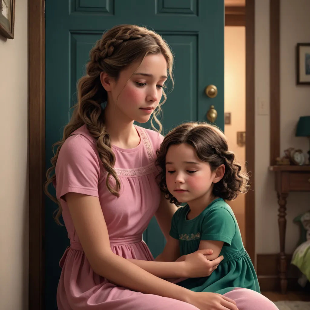 a woman and a child sitting on a door step together, both looking at something in the distance,, american scene painting, a photorealistic painting, Elinor Proby Adams, promotional image