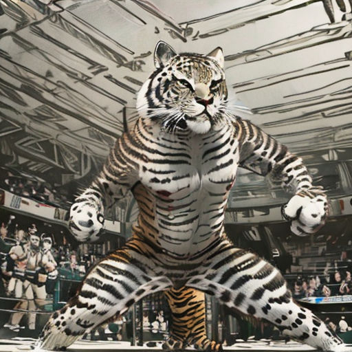 a tiger is standing in a ring with a crowd watching it from the stands and people in the stands