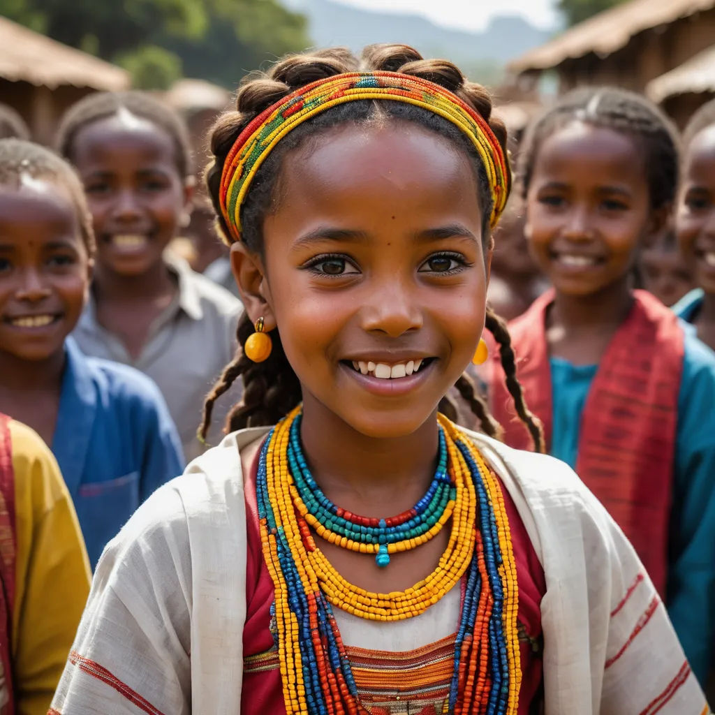 a group of young children standing next to each other in front of a building with a smile on their face, primitivism, a stock photo, Afewerk Tekle, award-winning photograph