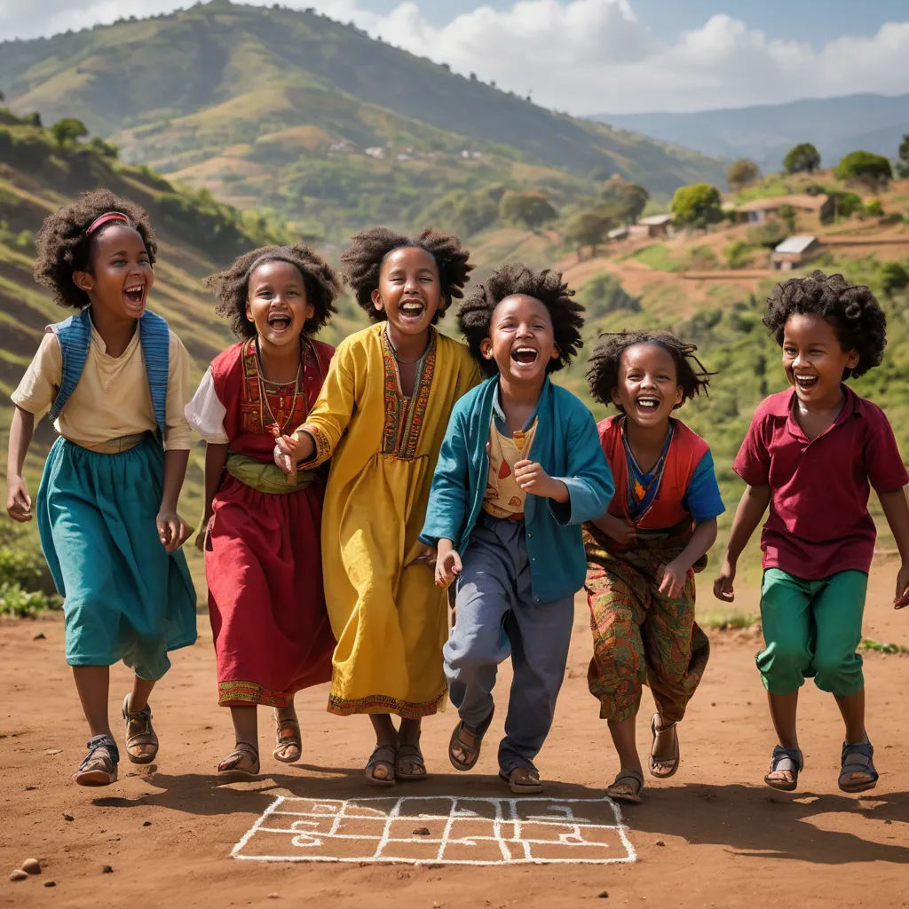 a group of children running across a dirt field with a chalk board on the ground in front of them, art photography, a jigsaw puzzle, Afewerk Tekle, award-winning photograph