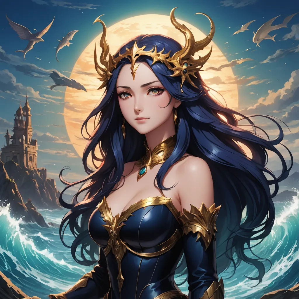 a woman in a blue dress standing in front of a castle and a bird flying over her head and a castle in the background, fantasy art, a character portrait, Artgerm, stanley artgerm lau