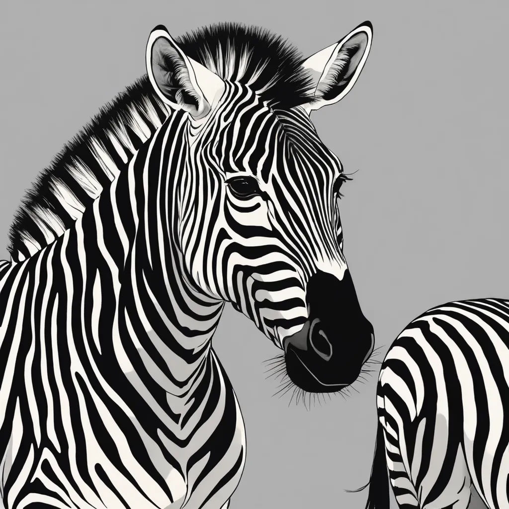 a zebra and its baby are standing close together in a black and white photo with a gray background and a black and white picture of the zebra, op art, an ultrafine detailed painting, David Martin, monochrome