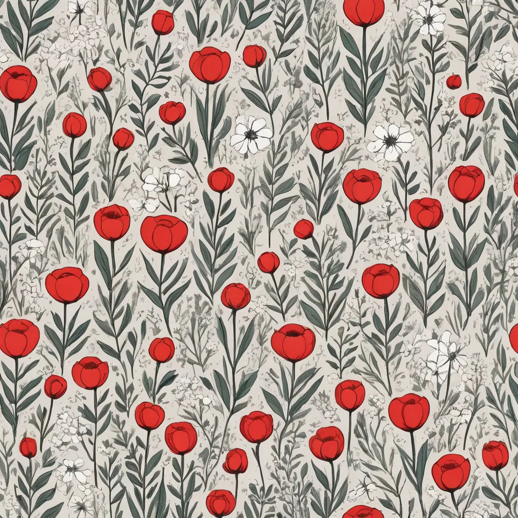 a red flower pattern on a white background with green leaves and flowers on it, and a gray background with white flowers and leaves, arts and crafts movement, a flemish Baroque, Annabel Kidston, fine foliage lace