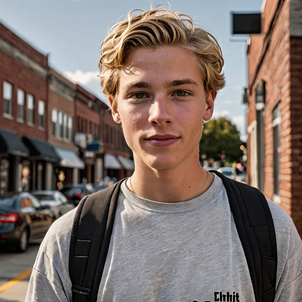 a young man standing on a street corner with a backpack on his shoulder and a backpack on his shoulder, Evan Charlton, graffiti, a portrait, kai carpenter