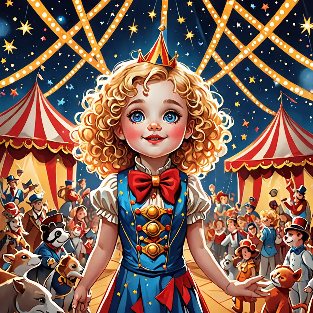 a painting of a girl in a circus with a circus tent in the background and a circus tent in the foreground, Chris Rallis, highly detailed digital painting, a storybook illustration, magic realism