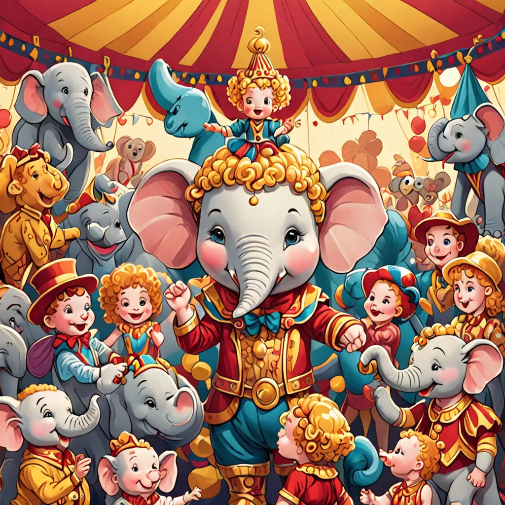a circus scene with elephants and clowns and a circus tent in the background with a circus tent and circus tent, Chris LaBrooy, highly detailed digital painting, a storybook illustration, pop surrealism