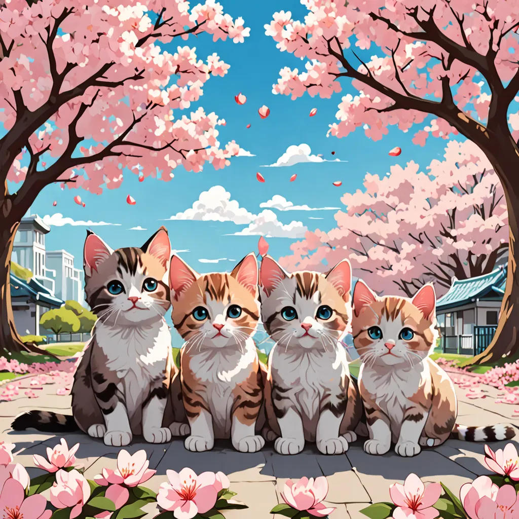 Kittens' Cherry Blossom Adventure