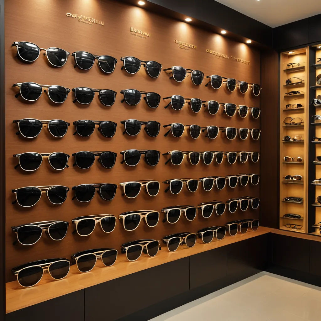 a wall of sunglasses is shown with a display of them in a store window display case with a variety of sunglasses, kinetic art, a 3D render, Enguerrand Quarton, sunglasses