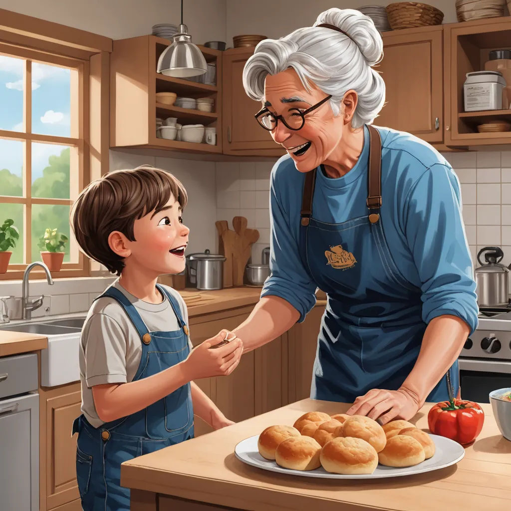 a man and a boy are in the kitchen making donuts together and smiling at each other while standing in front of a plate of donuts, american scene painting, a storybook illustration, Bob Byerley, storybook illustration