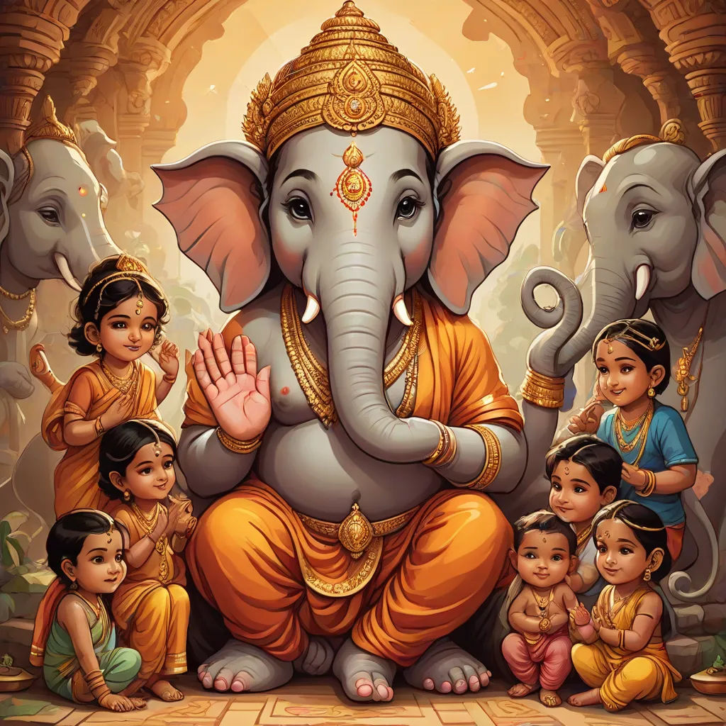 a painting of a group of people and an elephant with a baby elephant in front of it and a man in the middle, samikshavad, a detailed painting, Ella Guru, official art