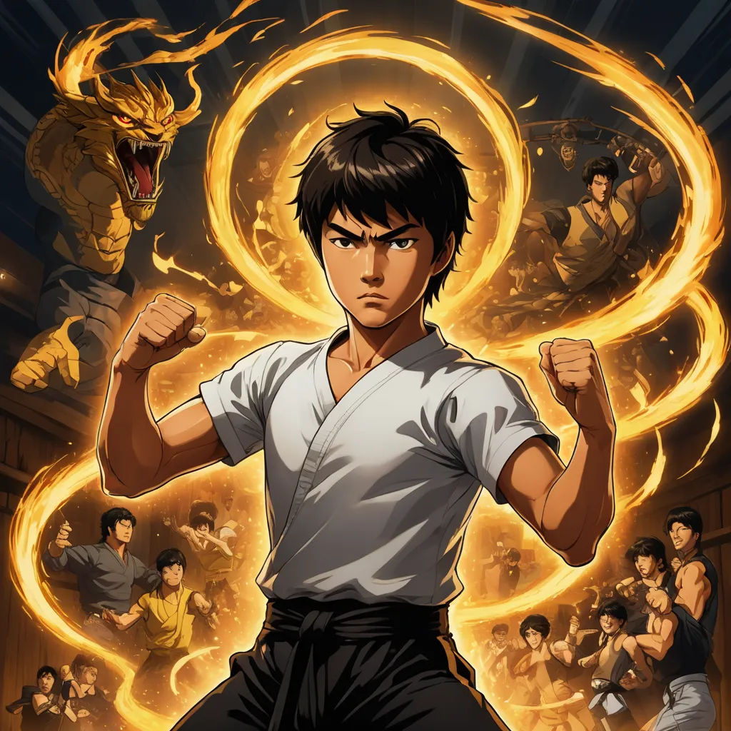 a man in a white shirt and black pants with a fist up in front of a group of people, sots art, poster art, Baiōken Eishun, official art