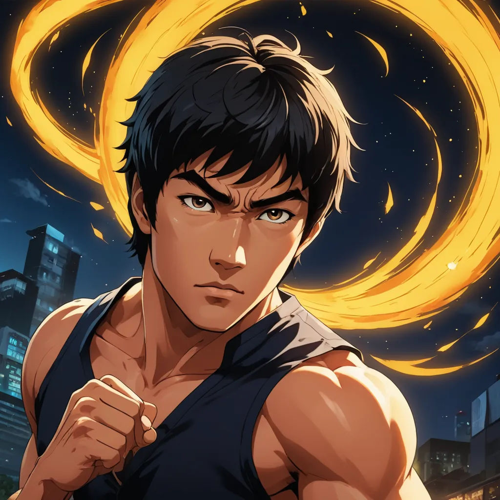 a man with a fist in his hand and a city in the background with a yellow ring around him, sots art, a character portrait, Du Jin, key art