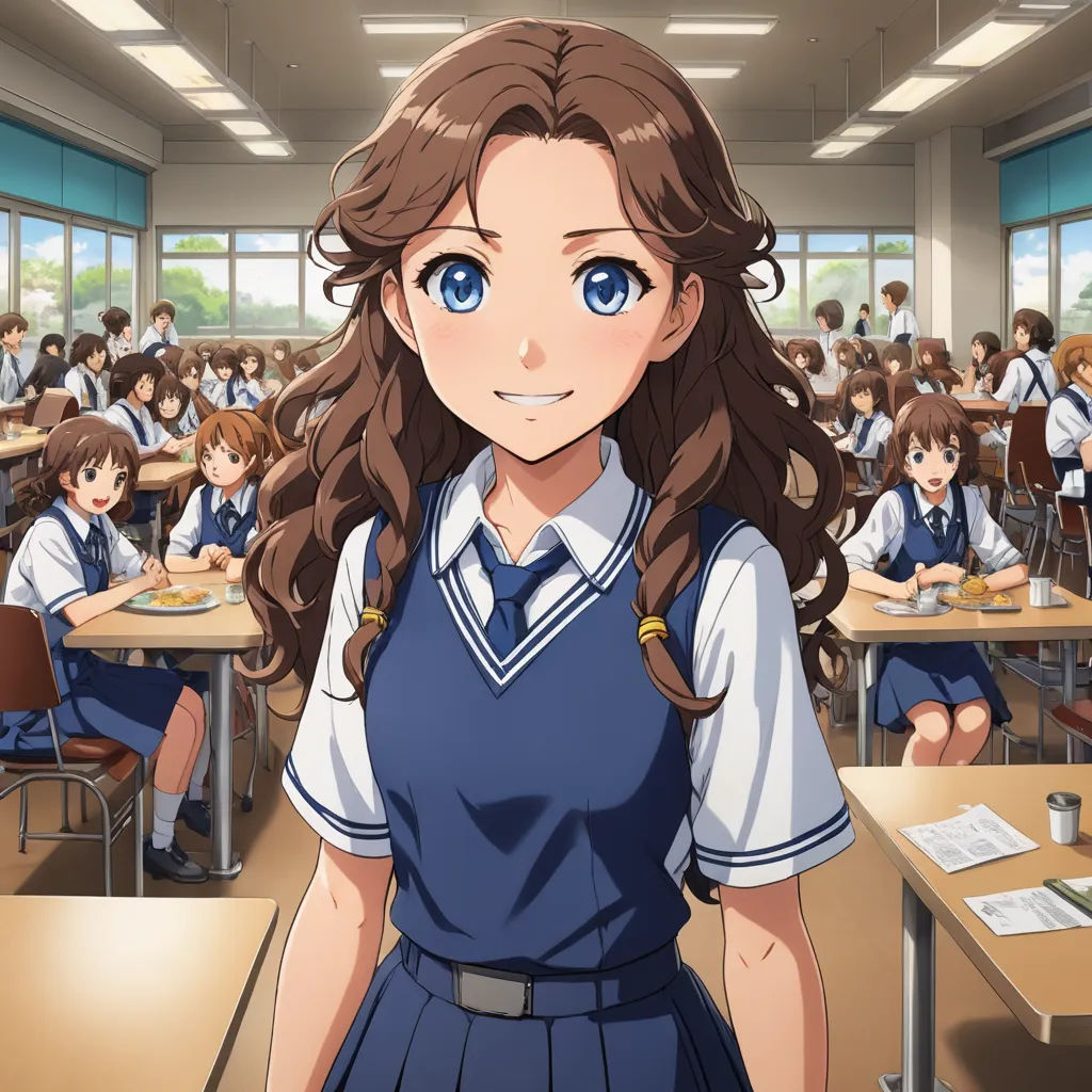 a girl in a school uniform standing in front of a classroom full of students in desks and desks, sots art, a character portrait, Chizuko Yoshida, official art