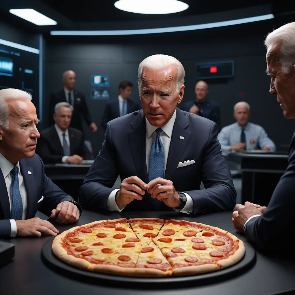 a man in a suit and tie is cutting a pizza with two men in suits and ties looking on, neoism, a renaissance painting, Beeple, renaissance painting