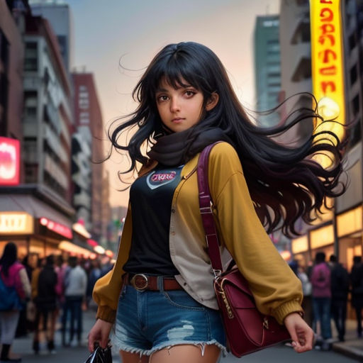 a woman walking down a street with a handbag on her shoulder and a purse on her hip,