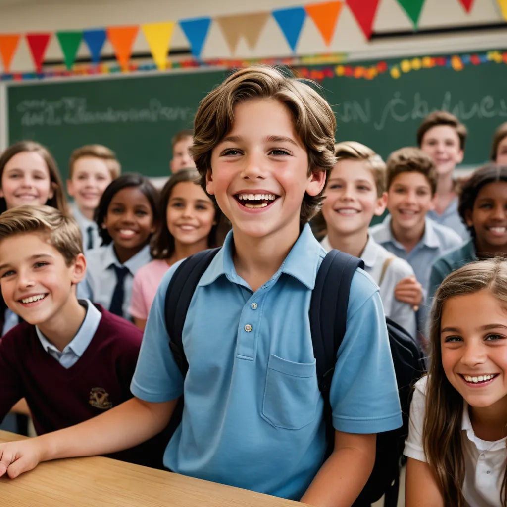 a group of children in a classroom with a teacher smiling at the camera and a teacher standing behind them, vancouver school, a stock photo, Bourgeois, promotional image