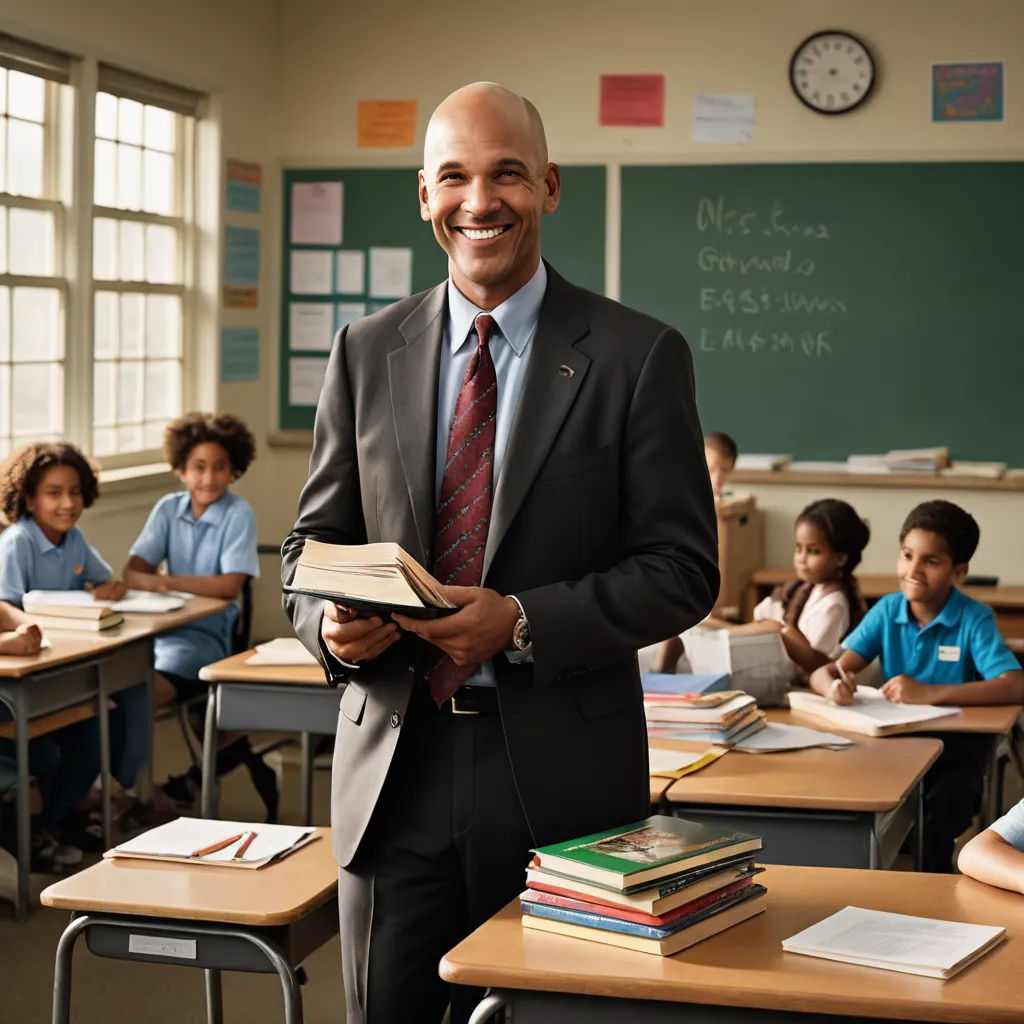 a man in a suit and tie standing in front of a classroom full of students with books on desks, heidelberg school, a character portrait, Ahmed Yacoubi, promotional image