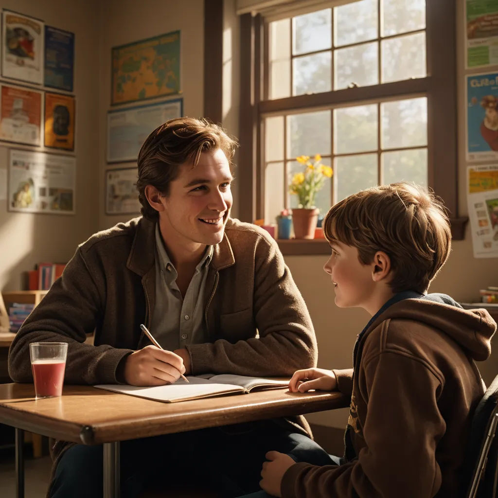a boy and a boy sitting at a table with a book and a drink in front of them,, les automatistes, a poster, Armin Hansen, promotional image