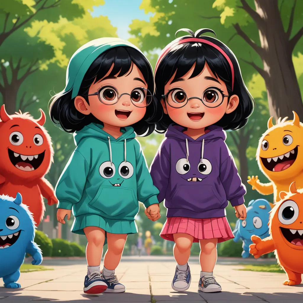 a group of children standing next to each other in front of a forest with monsters on the ground and trees, sots art, a detailed painting, Diego Gisbert Llorens, pixar style